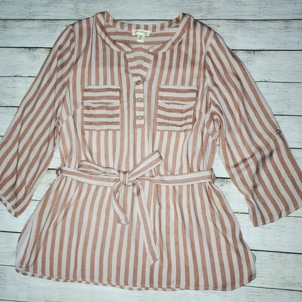 Faith and Joy Shirt with waist Tie XL